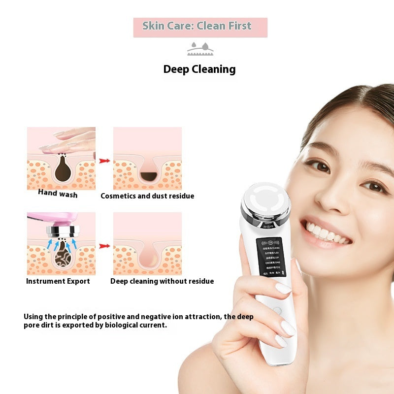 Appareil de beauté domestique à lumière colorée, massage facial par micro-courant, nettoyage
