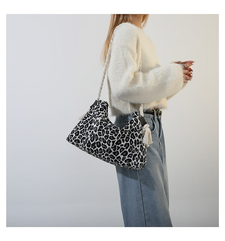 Leopard Print Large Capacity Crossbody Shoulder Bag for Women