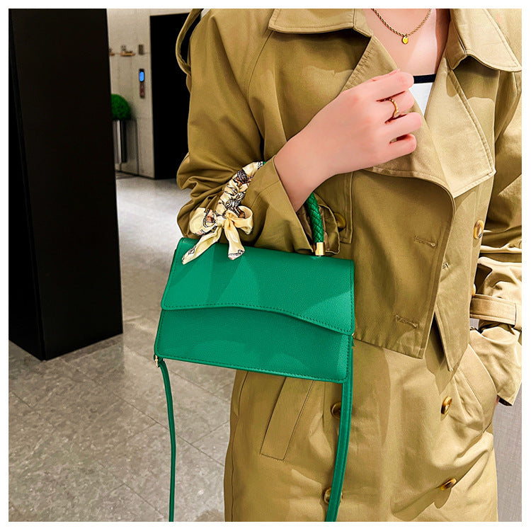 All-matching Pure Color Silk Scarf Elegant Handbag