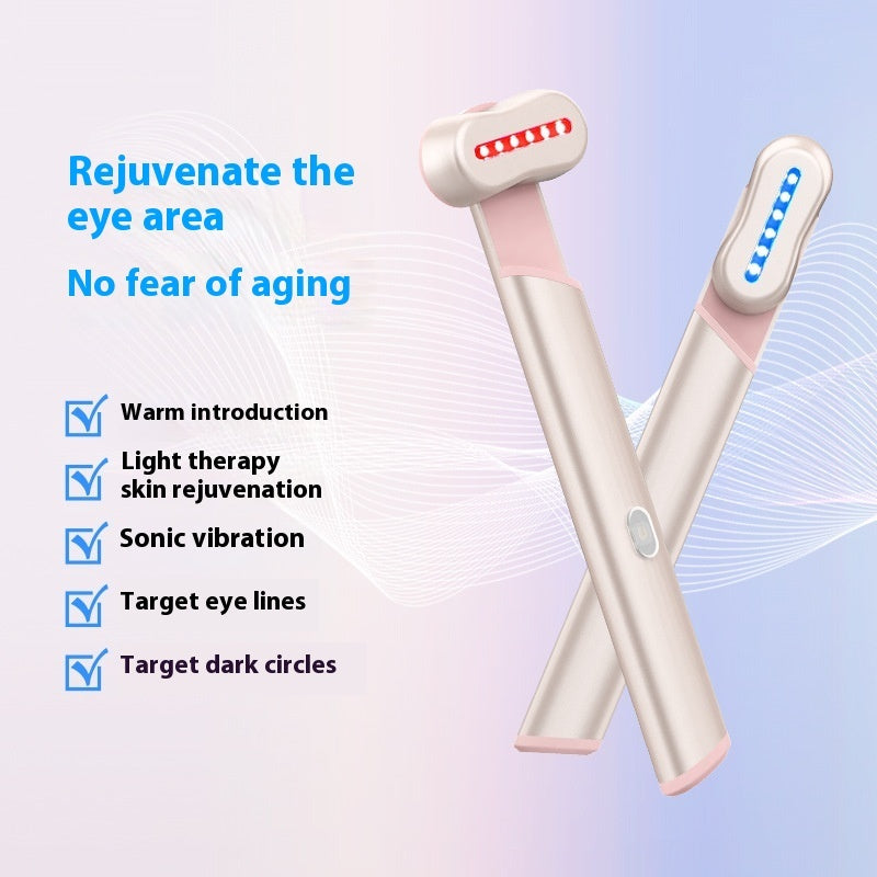 4-Color Electric Eye Massager with Red & Blue Light, Warmth & Vibration Therapy