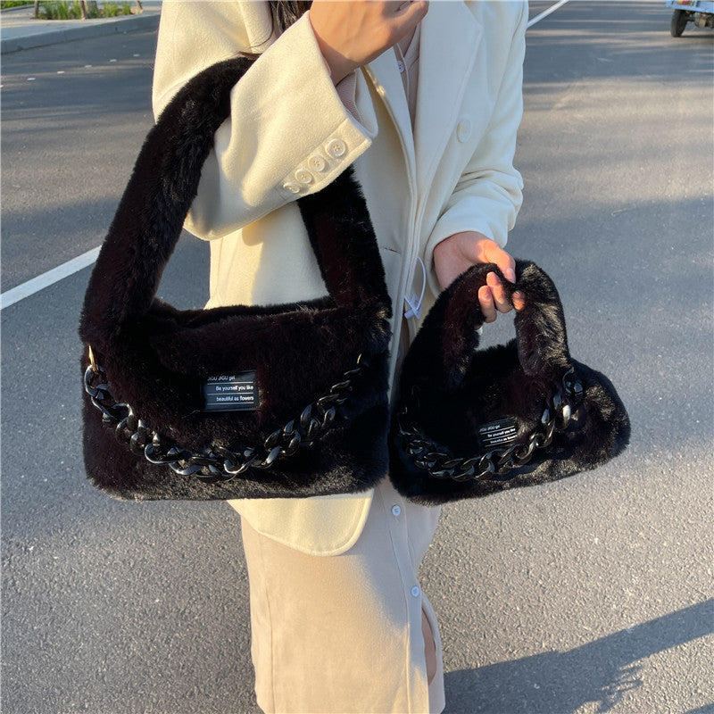 Ladies Plush Acrylic Chain Bag – Small & Large Sizes