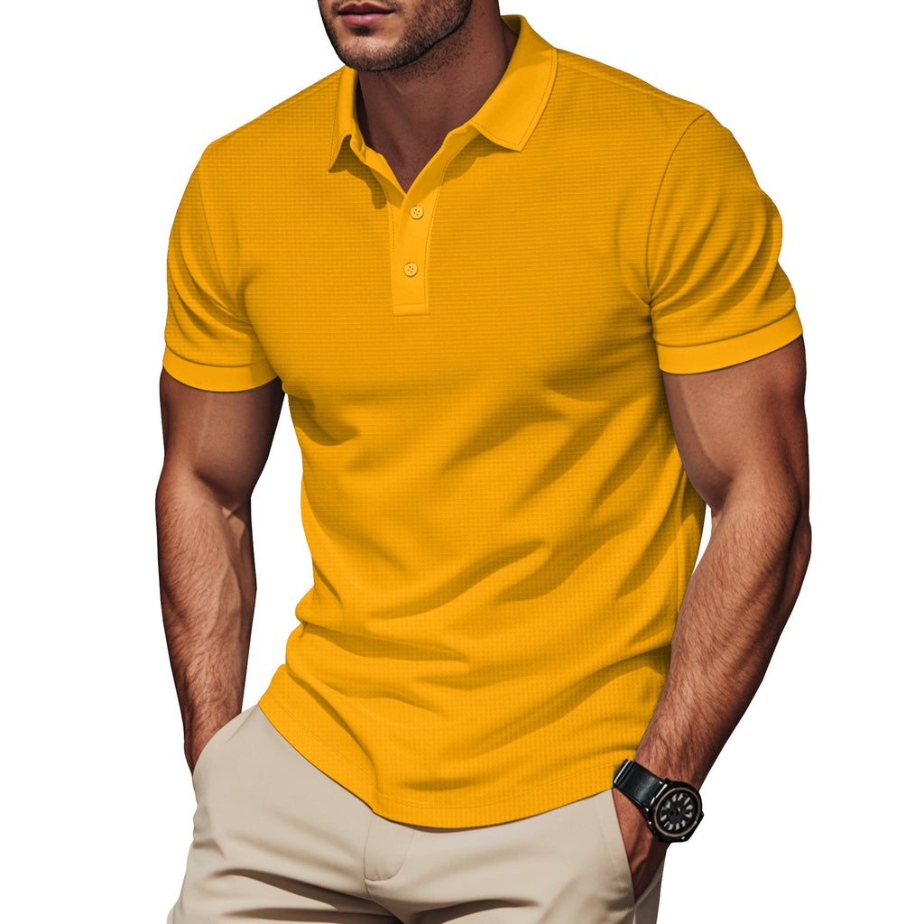 Plus Size Men’s Short Sleeve Pullover with Lapel Color Match