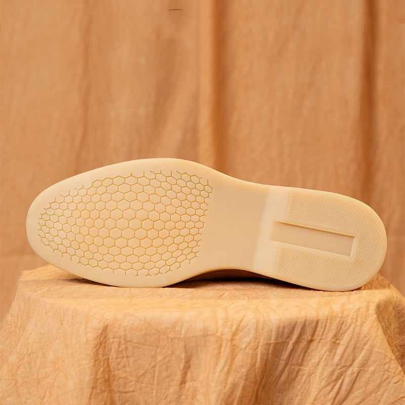 Chaussures paresseuses en cuir véritable suédé et semelle en caoutchouc, faites à la main