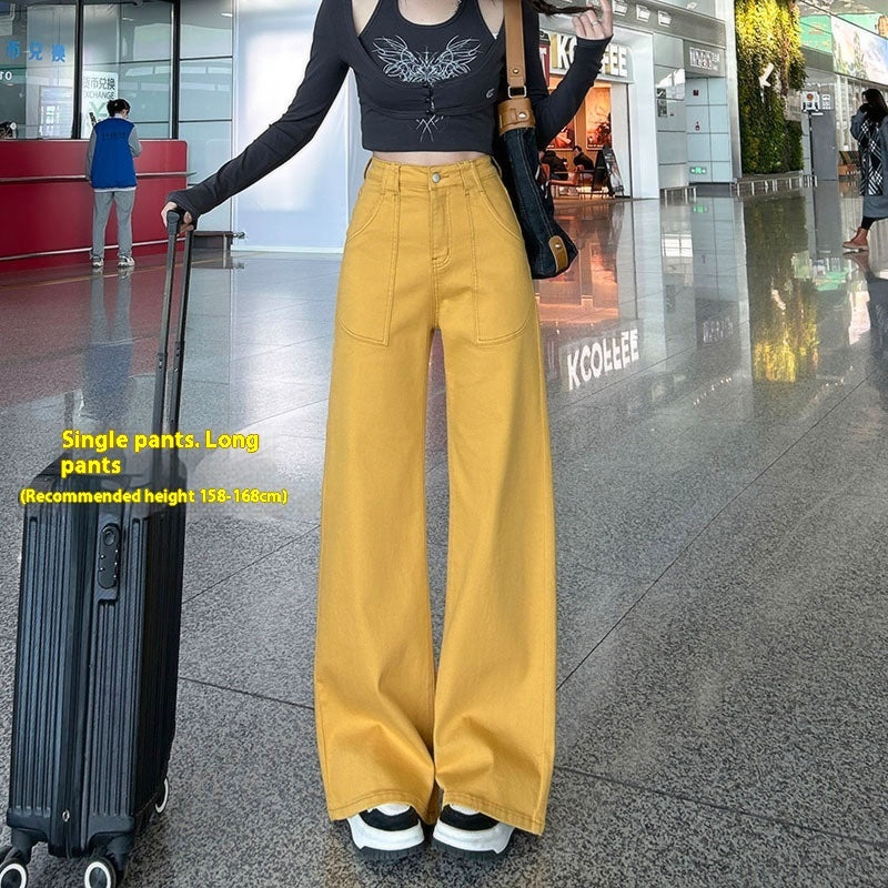 Women's High Waist Straight Jeans Loose Wide Leg