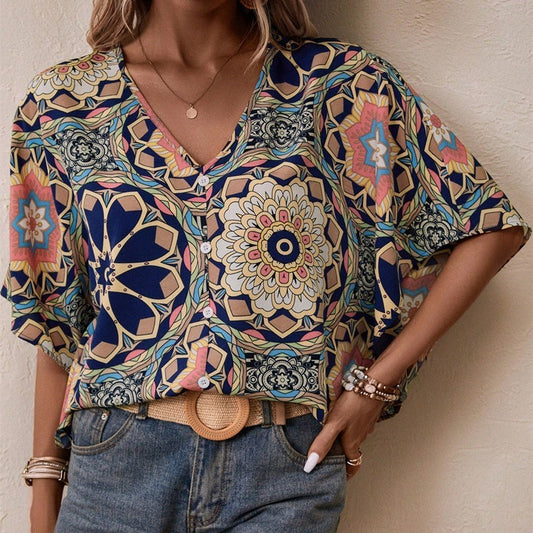 European And American New V-neck Women's Shirt