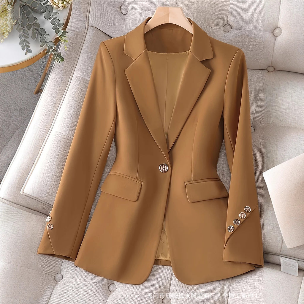 Veste de costume à manches longues pour femme avec boutons fantaisie