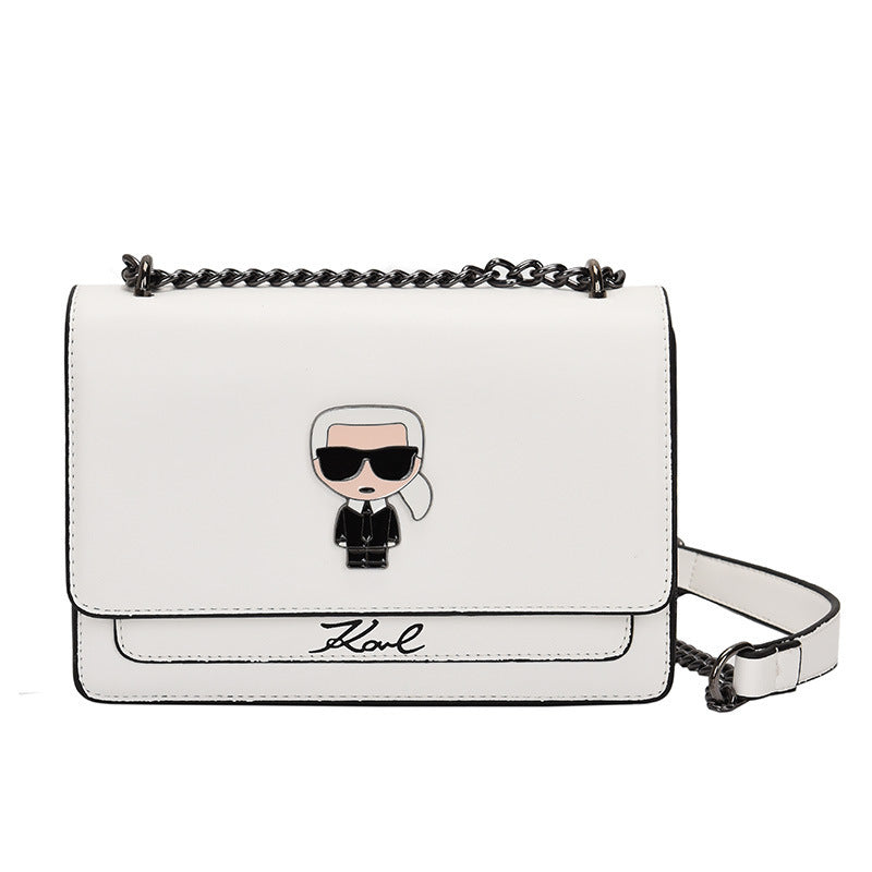 Fashion Chain One-Shoulder Medium Small Square Bag with Lock