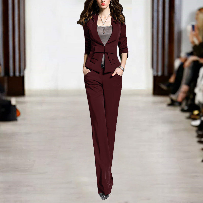 Women's Slim Fit Suit with Coat and Pants - New Fashion Temperament