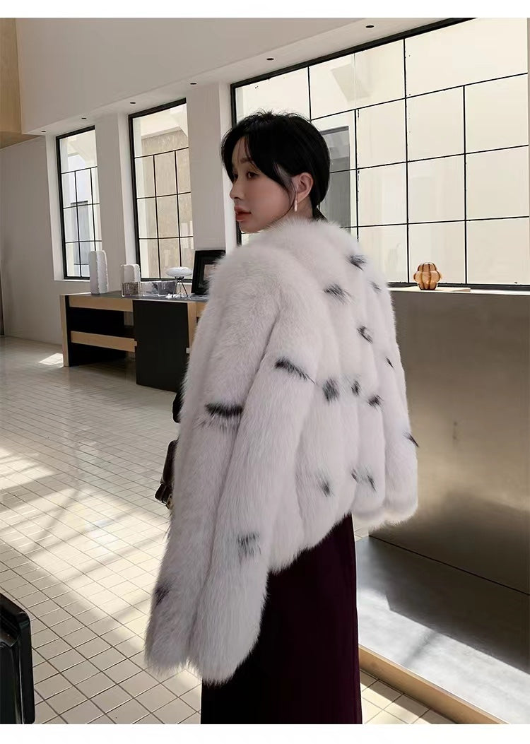 Whole Fox Fur Coat in Black, Pink & Apricot, Sizes S-XL