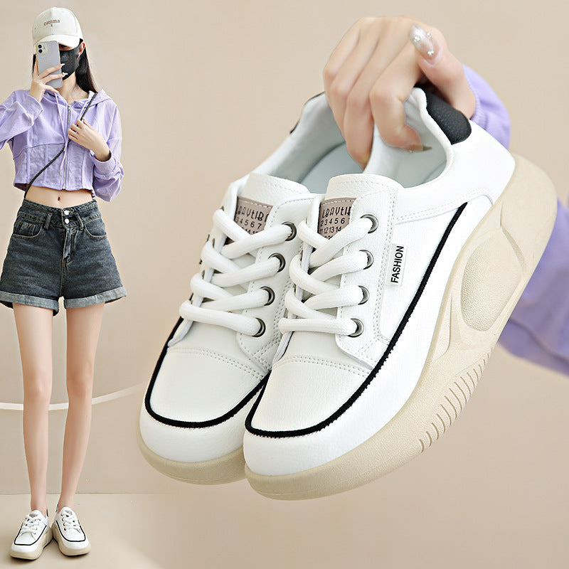 White Women's Leather Breathable Casual Student Shoes