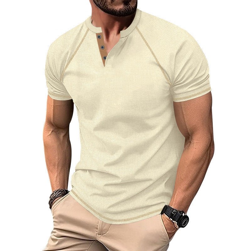 Heavy Contrast Color Raglan Slim Pullover T-Shirt
