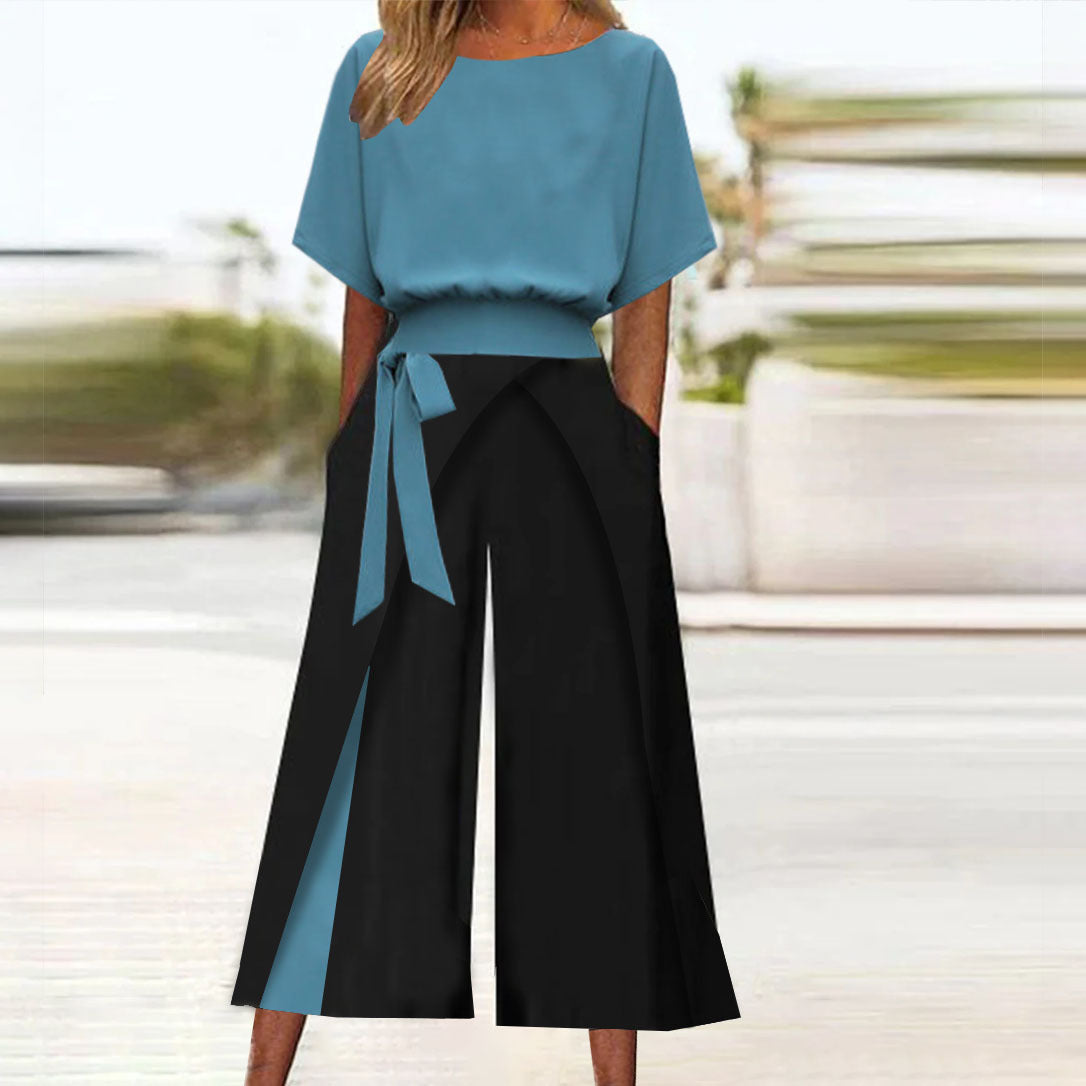 European And American Ladies Contrast Color Two-piece Suit