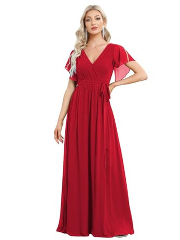 Sexy V-Neck Long Chiffon Dress for Women