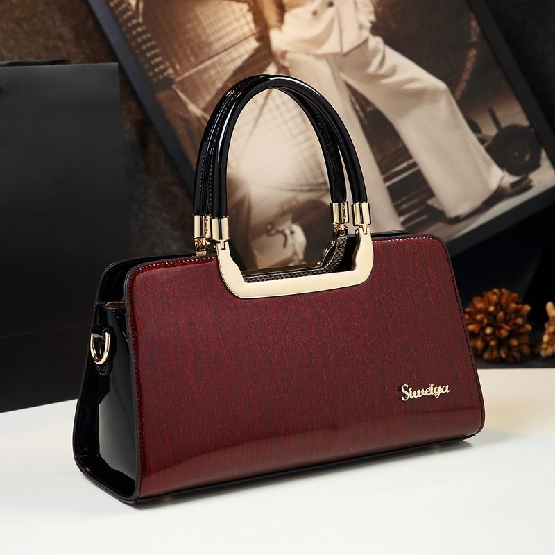 Cowhide Patent Leather Women's Crossbody Handbag