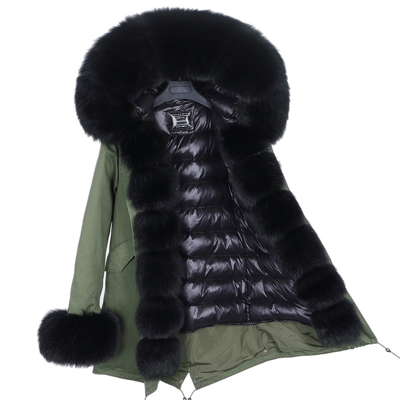 Fur Coat With Detachable Inner Liner and Placket