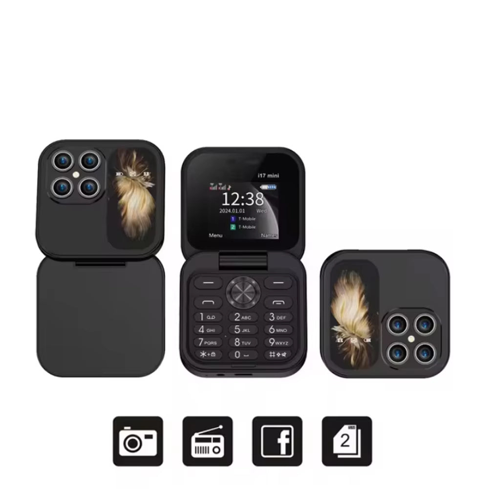Téléphone portable 2G à écran pliable double SIM double veille, petit téléphone à clapet