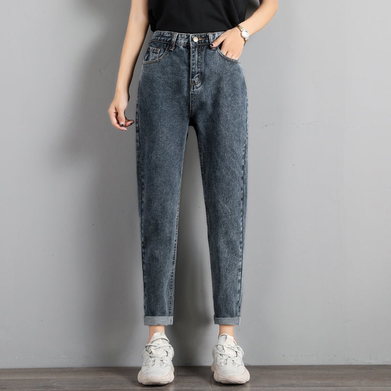 High Waist Plus Size Slimming Dark Straight Radish Pants