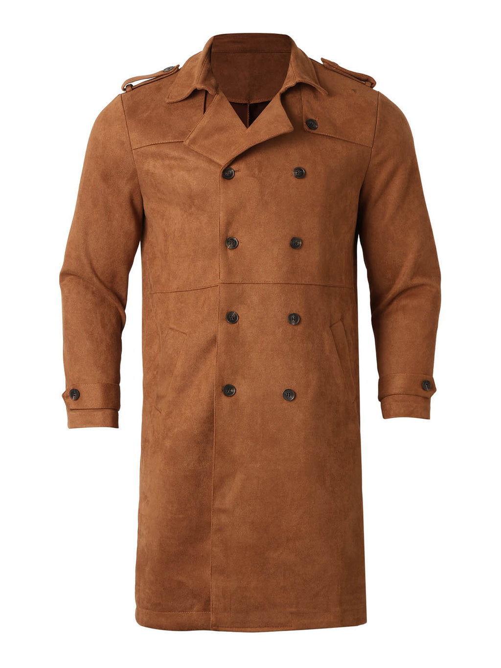 Manteau mi-long en daim marron American Retro pour homme