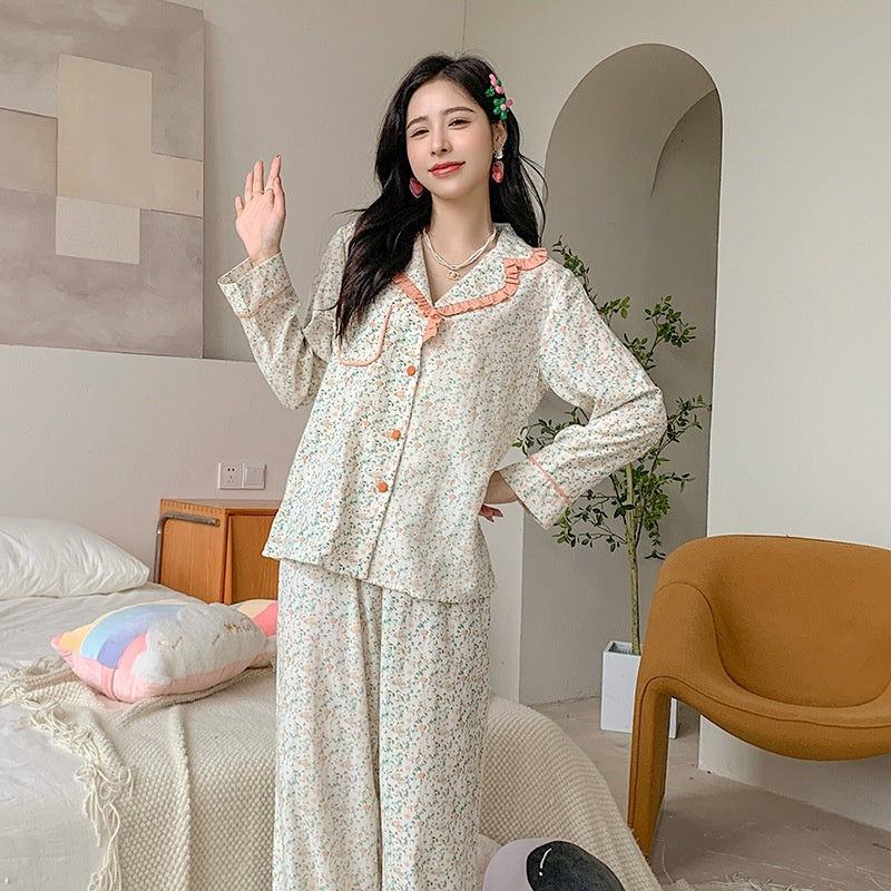 Pyjama femme printemps-automne manches longues style princesse adorable