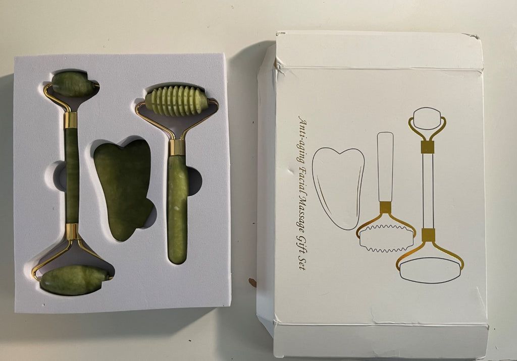 Jade Massage Roller Set With Three Facial Massagers