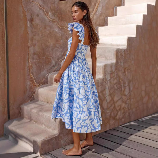 European And American Style Women Floral Print Bohemian Dress