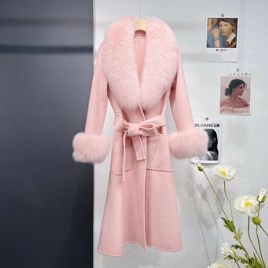 Women’s Autumn Winter Wool Double-Sided Long Fur Coat