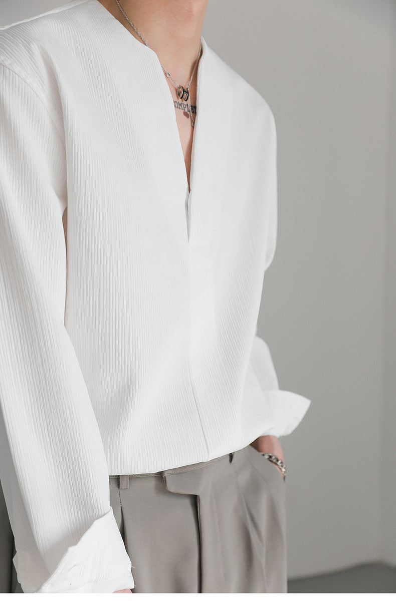 Loose Pullover Long Sleeve Shirt Men's Autumn