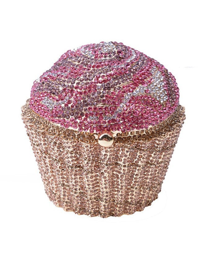 Pochette en Métal avec Diamants Entiers, Motif Petit Gâteau Glacé, pour Femmes