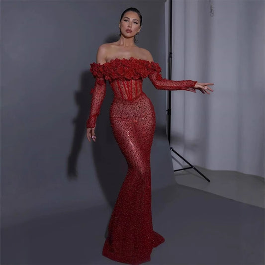 Women's Slim-fit Sequined Skinny Long Dress