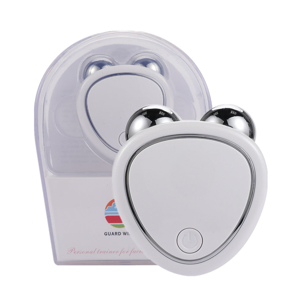 Portable Micro-Current Facial Beauty Instrument with Double Roller Massager for Lifting, Thinning & Reducing Edema