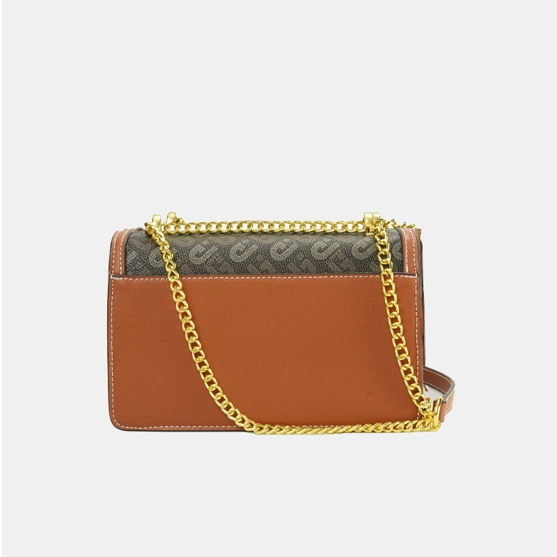 Sac à bandoulière croisé design en PU marron 22x7,5x14cm
