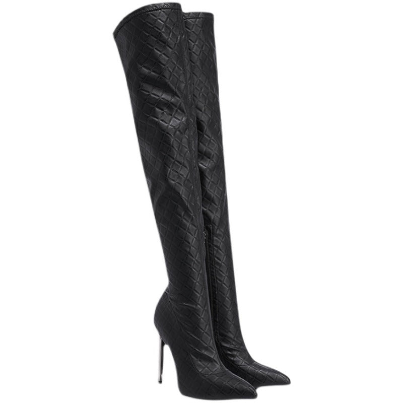 Bottes hautes extensibles noires amincissantes avec talon aiguille fin – Automne & Hiver