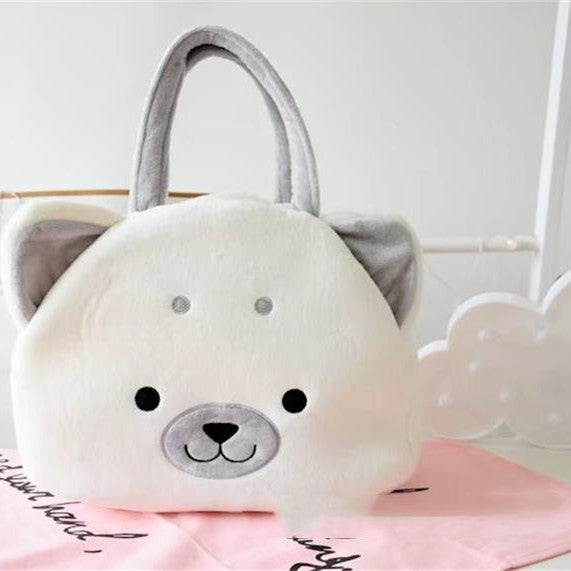 Cartoon Three-color Akita Shiba Inu Plush Hand Bag