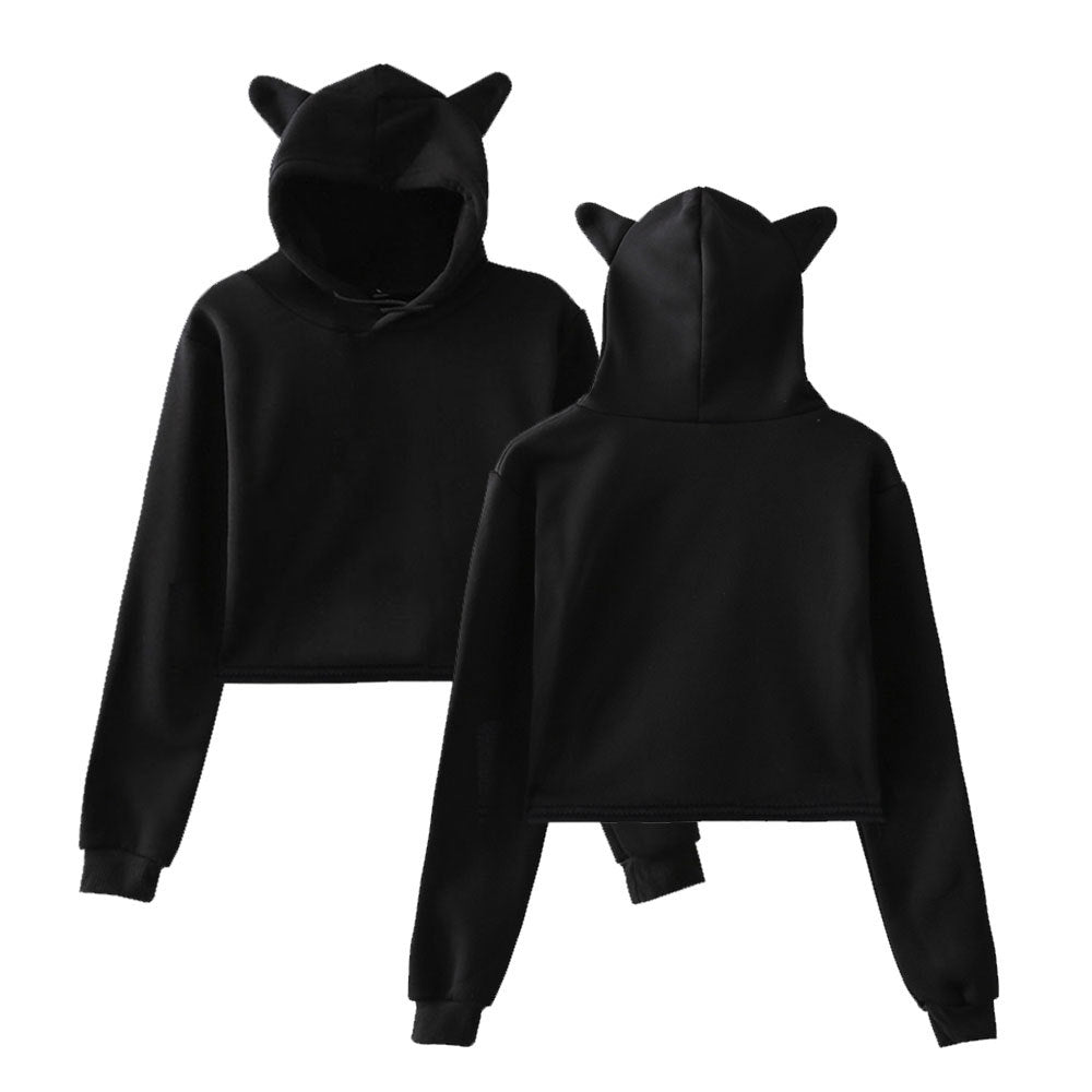 Sweat à capuche court pour femme – Manches longues – Pull – Streetwear – Haut de printemps