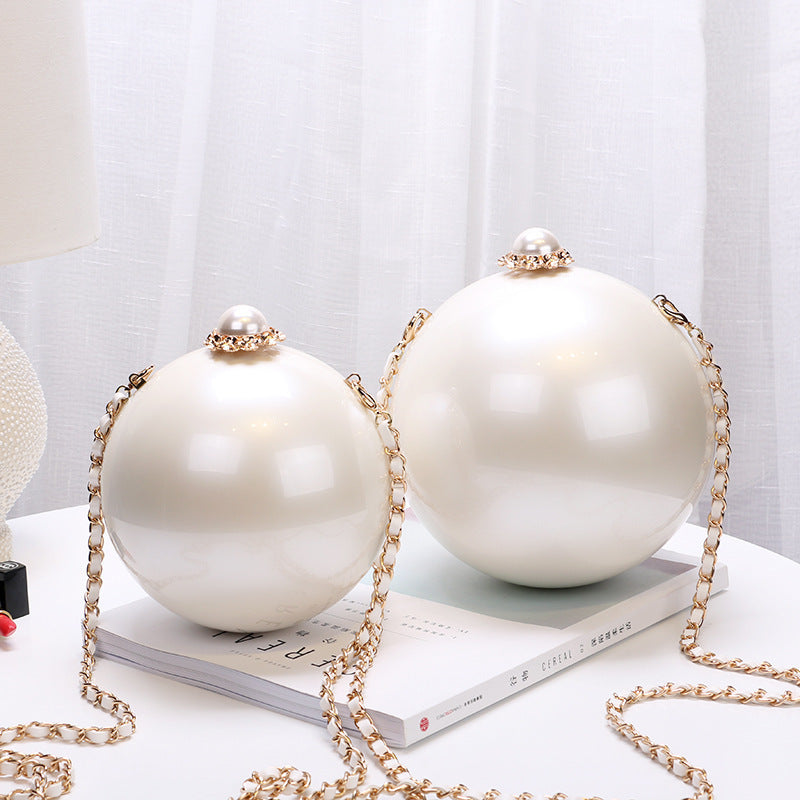 Luxury Women Round Acrylic Ball Evening Bag with Flower Buckle