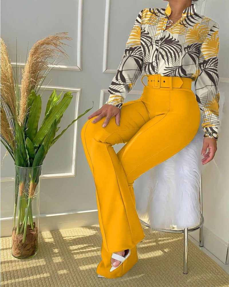 Fashion Printed Casual Women's British Style Suit