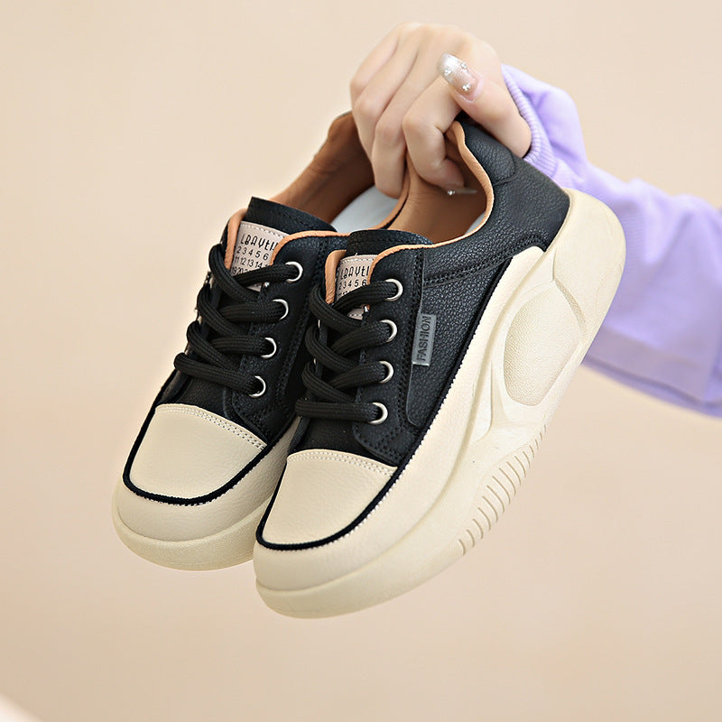 White Women's Leather Breathable Casual Student Shoes