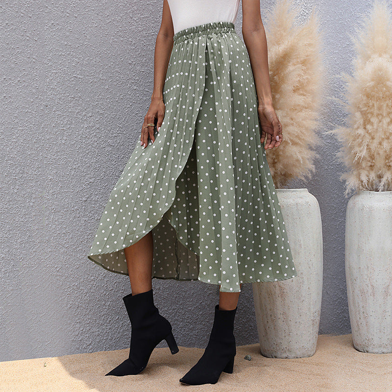 Light Green Irregular Polka Dot Skirt European American Style