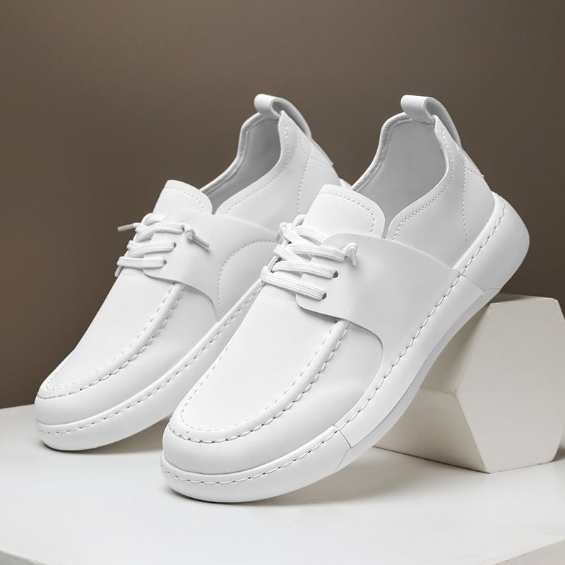 Retro British Casual Men's Shoes - White, Khaki, Black, Low Flat Heel