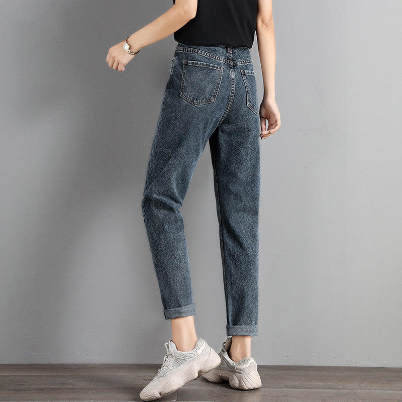High Waist Plus Size Slimming Dark Straight Radish Pants