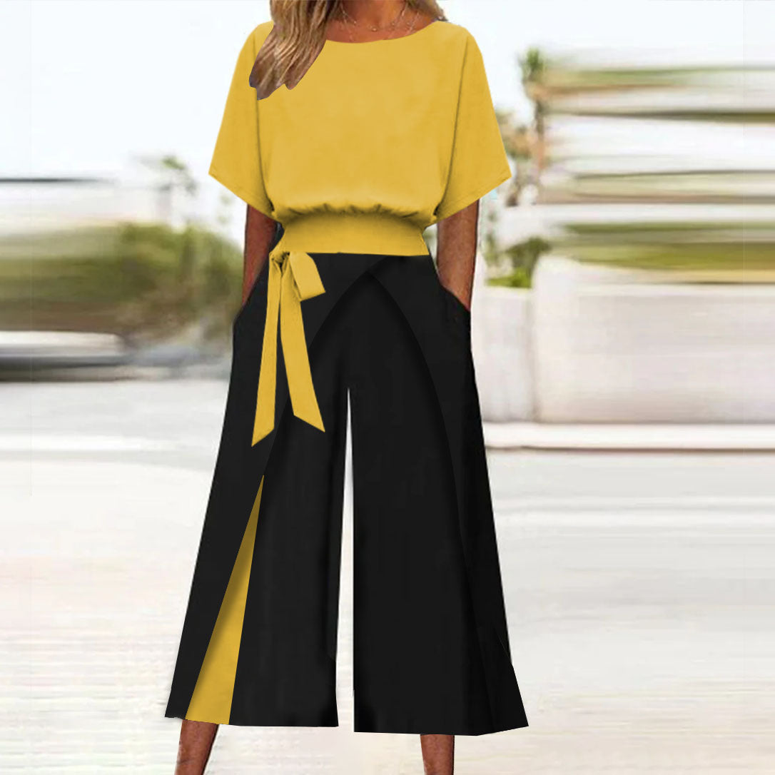 European And American Ladies Contrast Color Two-piece Suit