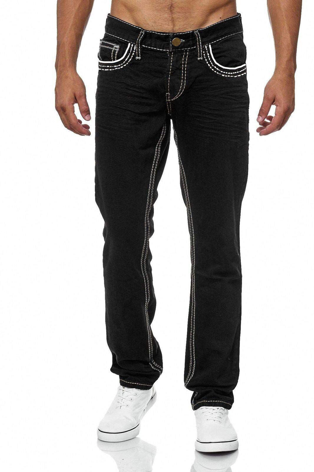 Jeans en coton pour hommes avec poches, pantalon décontracté streetwear
