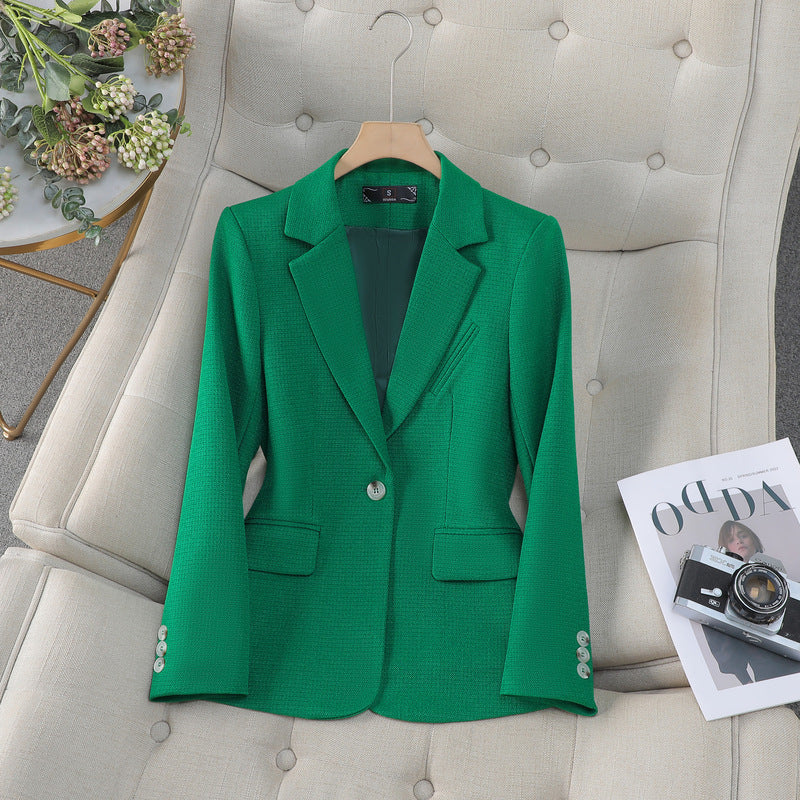 Autumn Winter Small Suit Top with 3D Effect and Pockets for Women