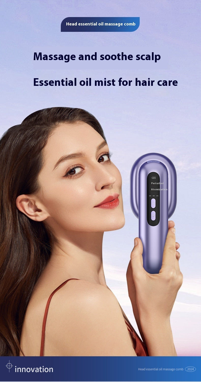 Head Therapy Massage Comb with Essential Oil Atomizer