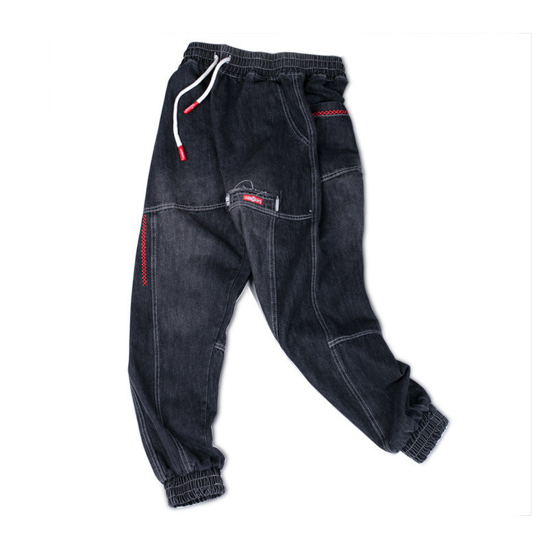 Hip-Hop Harlan Nine Points Jeans with Bound Feet