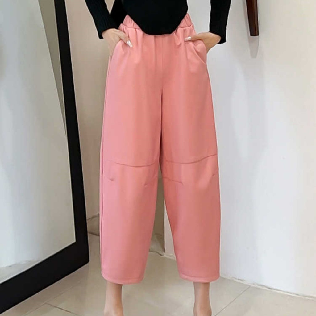Women's Casual Wide-Leg Leather Trousers