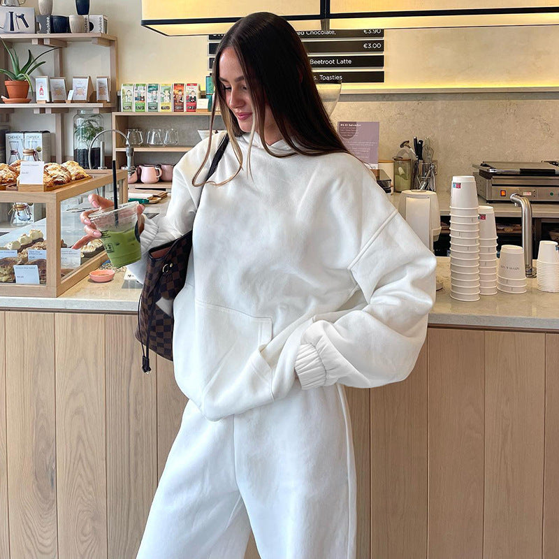 High Waist Straight-Leg Pants Leisure Sports Suit Set