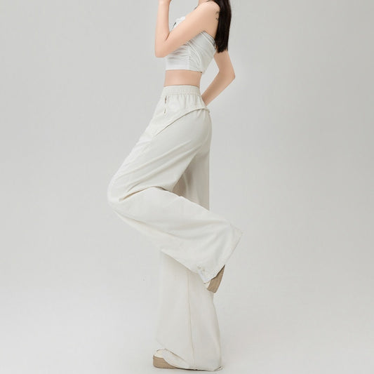 Women's Cotton-like Wide-leg Sunscreen Pants Summer High Waist