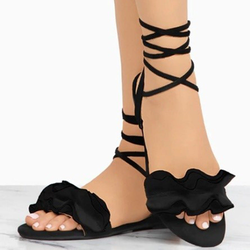 Plus Size Flower Flat Sandals for Women