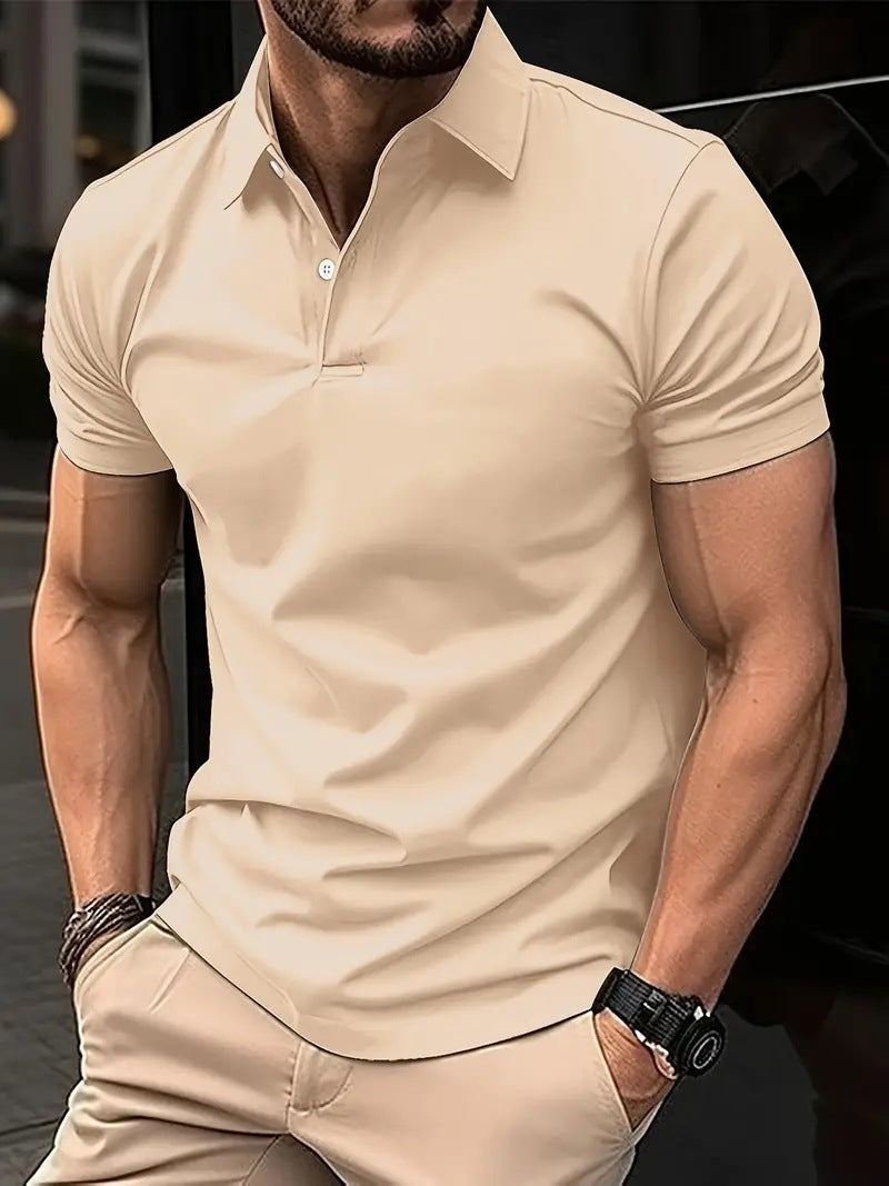 High Sense Casual Solid Color Short Sleeve Shirt with Buttons